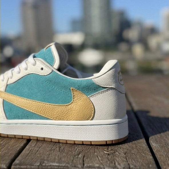 Custom AJ1 Low TS White/Blue — Subscriber Release