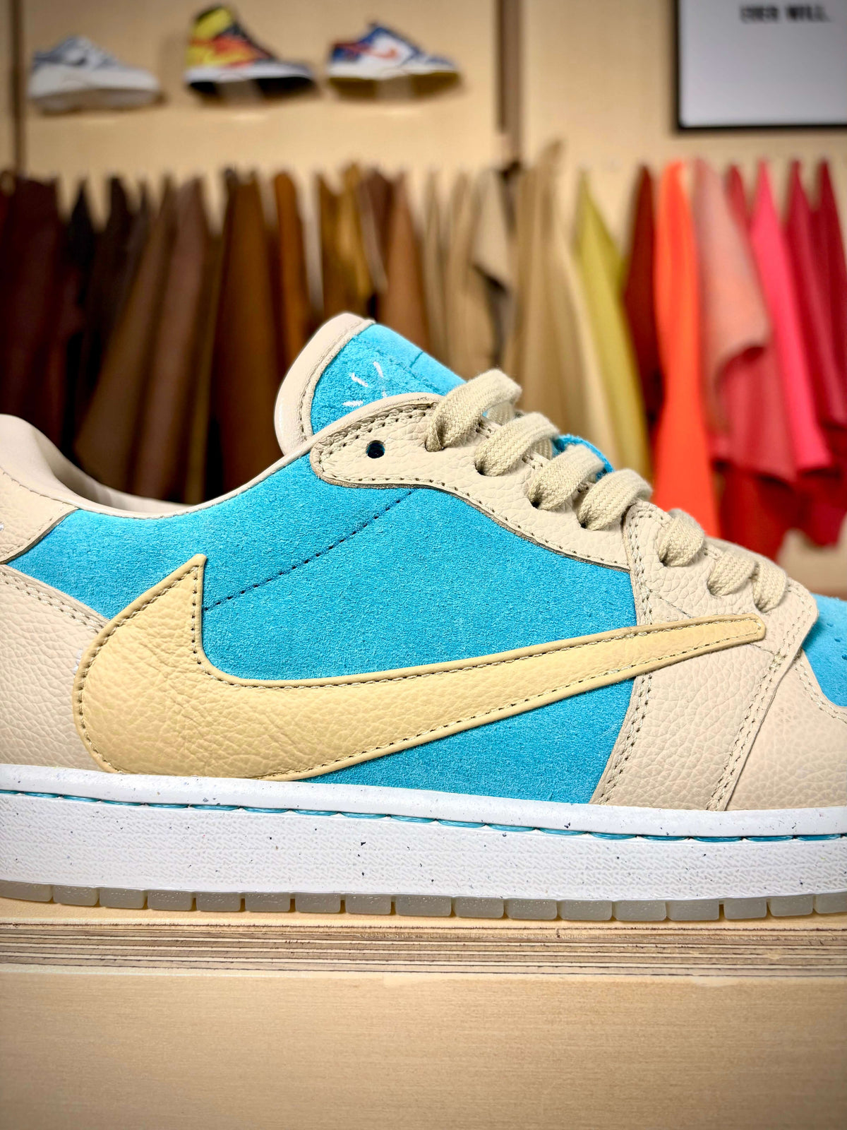Custom ‘Sail/Coral Blue’ Air Jordan 1 Low TS - Size 10 US (Archive Sale)