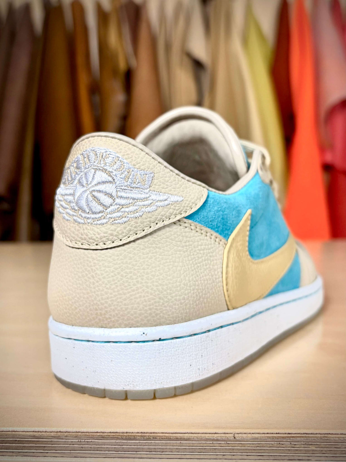 Custom ‘Sail/Coral Blue’ Air Jordan 1 Low TS - Size 10 US (Archive Sale)