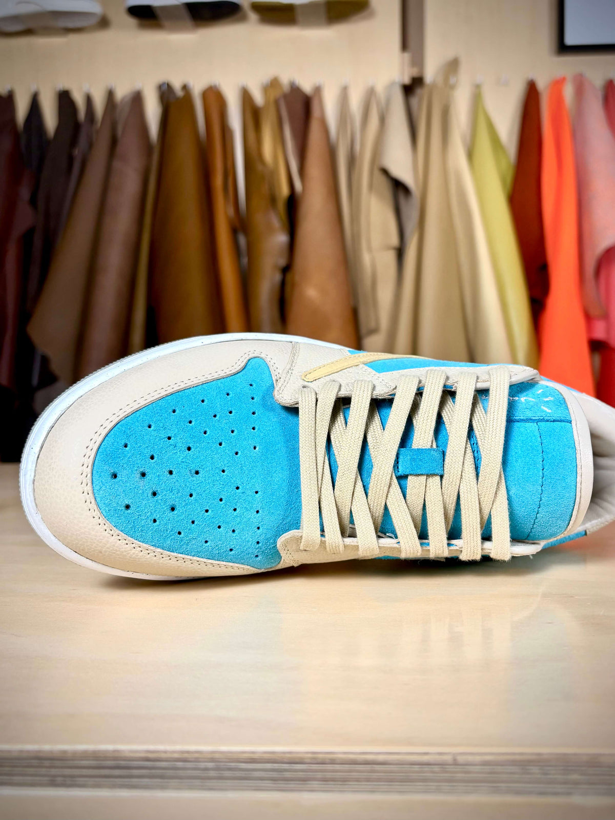 Custom ‘Sail/Coral Blue’ Air Jordan 1 Low TS - Size 10 US (Archive Sale)