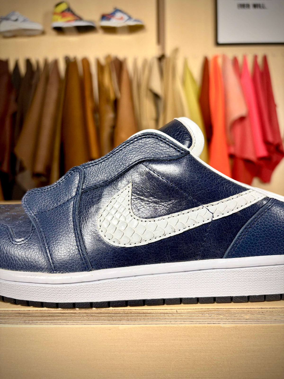 Custom ‘Navy Mule’ Air Jordan 1 Low Mule 'Pattern Sample' - Size 10 US (Archive Sale)