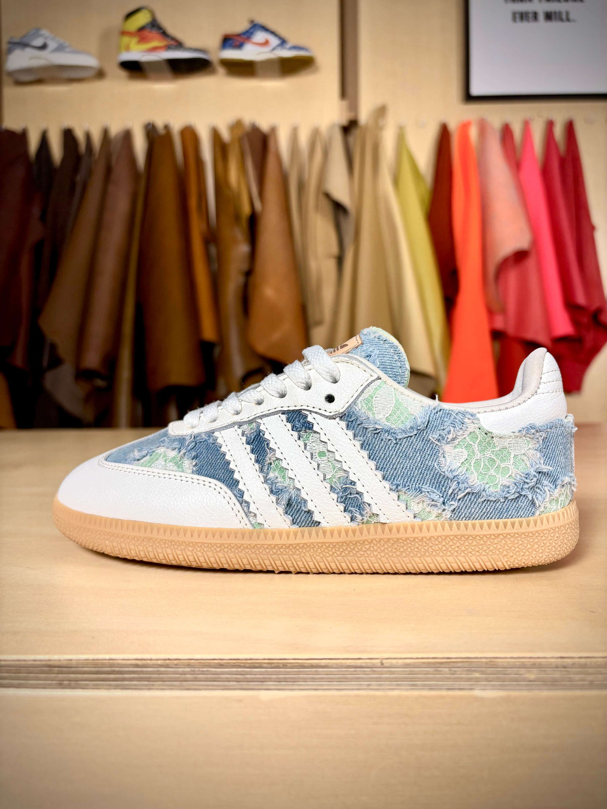Custom ‘Denim, Lace &amp; Mint’ adidas Samba - Size 7 US wmns (Archive Sale)