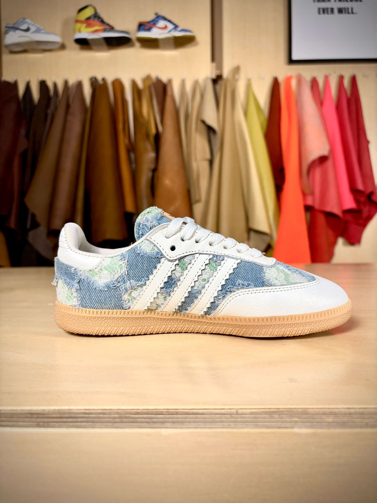 Custom ‘Denim, Lace &amp; Mint’ adidas Samba - Size 7 US wmns (Archive Sale)