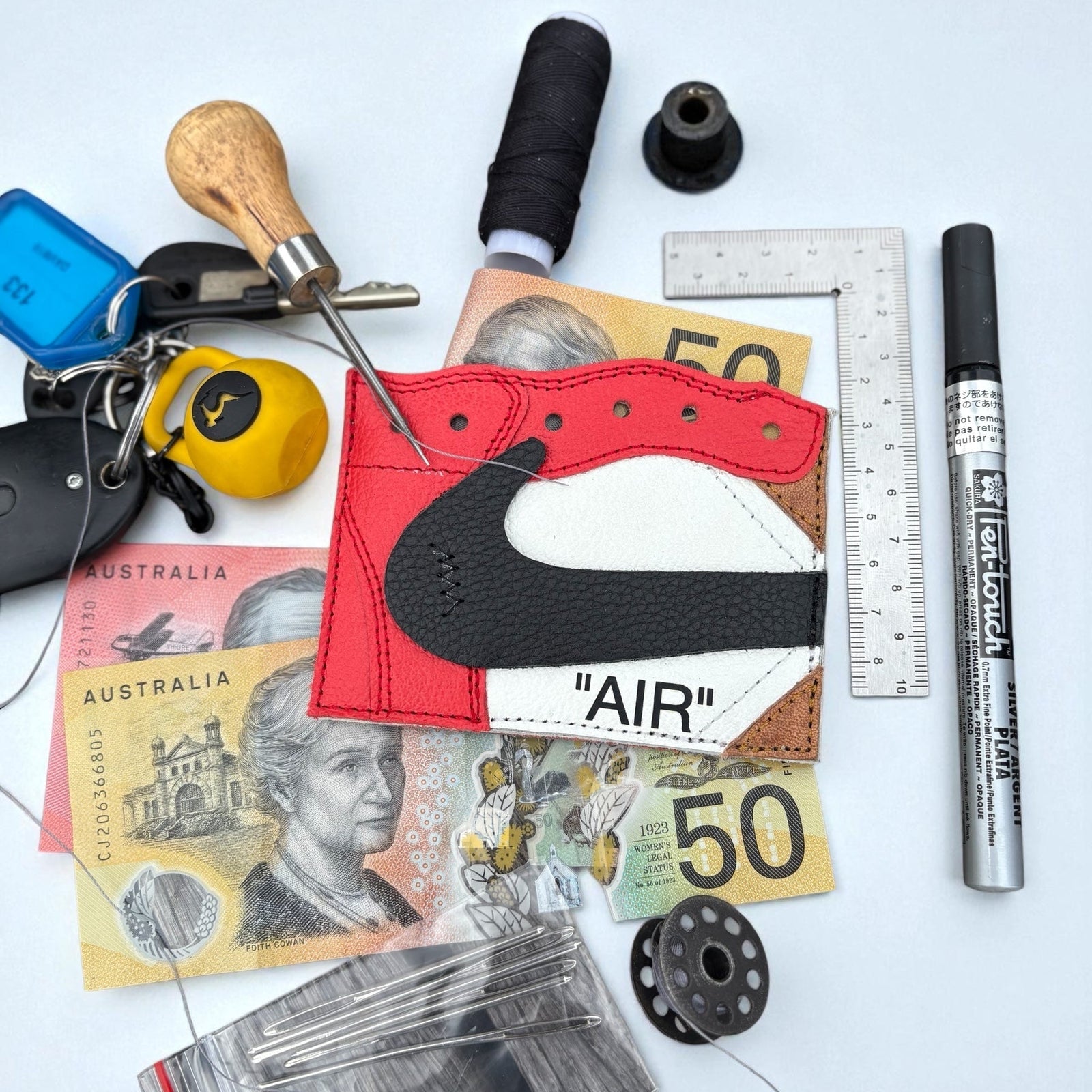 AJ1 “Chicago” Off-White Inspired Sneaker Wallet Card Holder - ChaseShiel